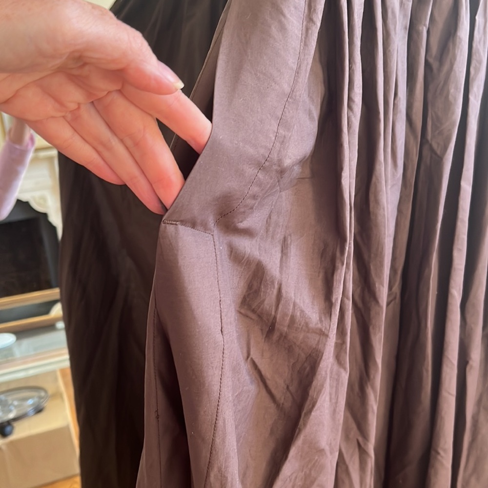 Matteau Gathered Brown Cotton Poplin Maxi Dress - Picture 14 of 15
